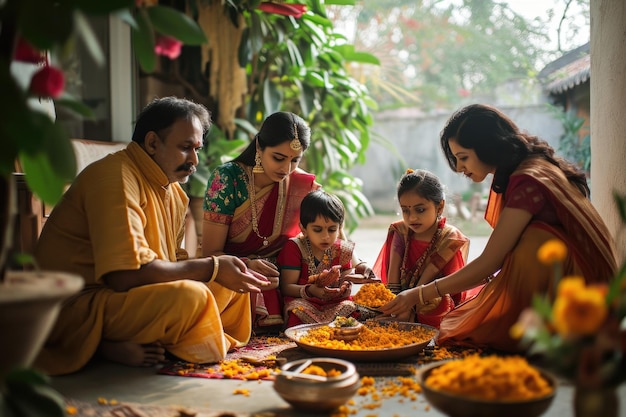 Photo indian family gathering celebration of festival lifestyle