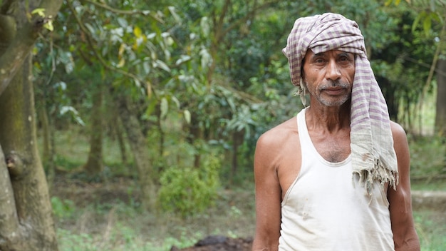 Indian farmer in his village image