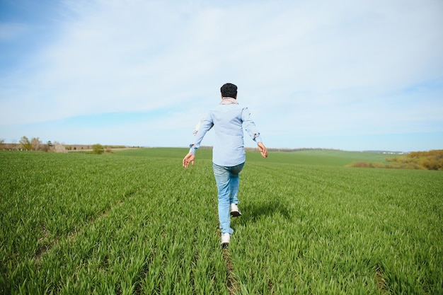 Indian farmer in his Wheat field