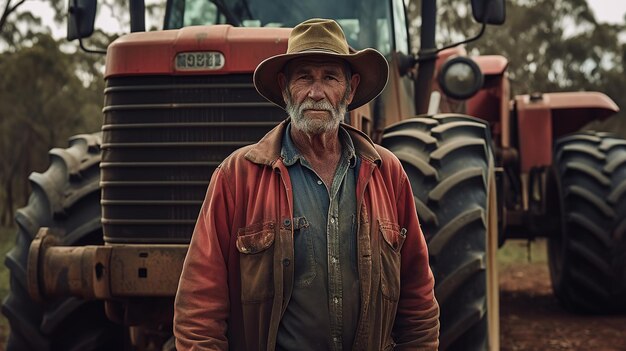 Photo indian farmer standing in agricultural field generative ai