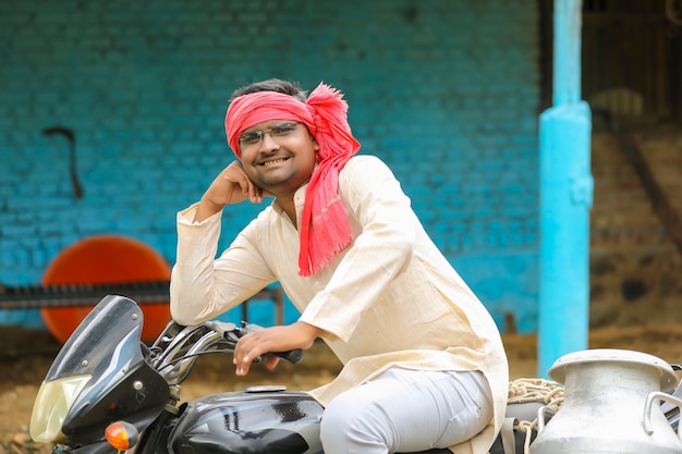 Indian farmer in traditional wear.