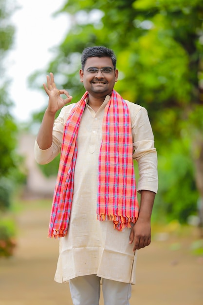 Indian farmer in traditional wear.