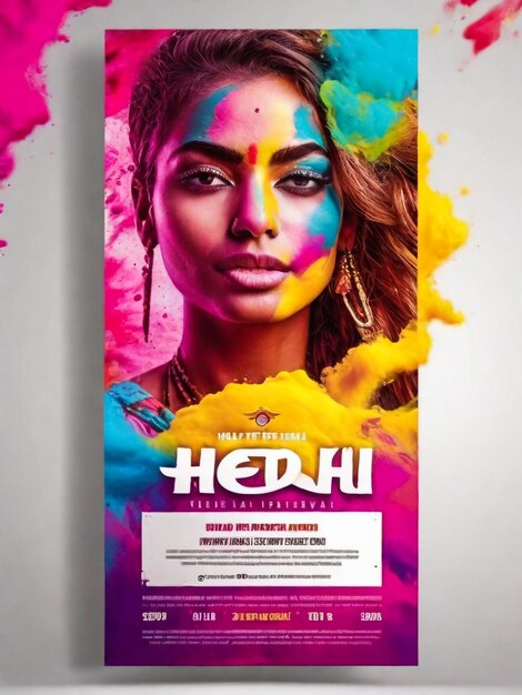 Foto indian festival of colors poster flyer per la celebrazione di happy holi