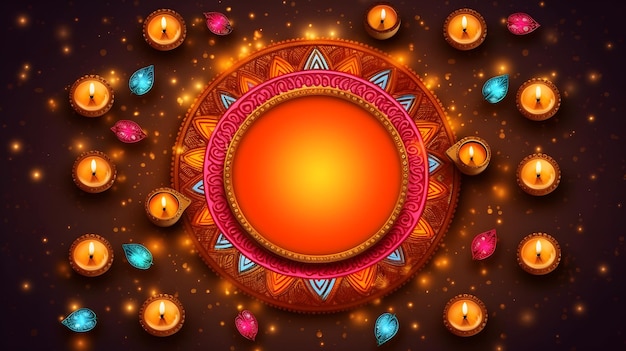 Indian Festival Diwali Navratri celebrations vertical picture by lighting colourful Diya Lamps Lig