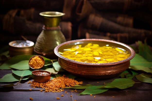 Indian festival dussehra showing golden leaf ghee and sweets