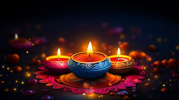 Indian festival Happy Diwali with Diwali props holiday Background with crackers Diwali celebration