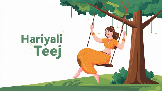 Indian festival Happy Haryali Teej and Hartalika Teej illustration