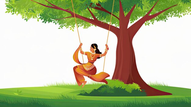 Photo indian festival happy haryali teej and hartalika teej illustration