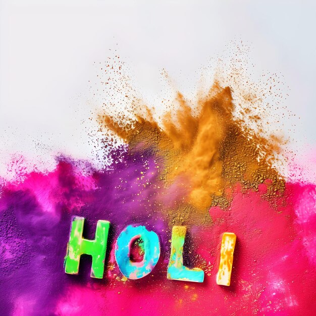 Foto festival indiano happy holi sfondo con effetto testo colorato sfondo di saluti holi
