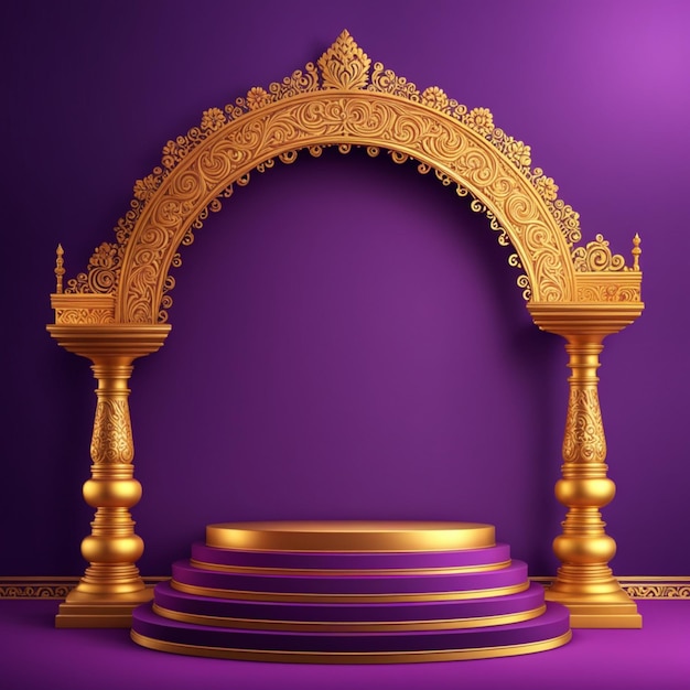 Photo indian festival purple background with 3d podium