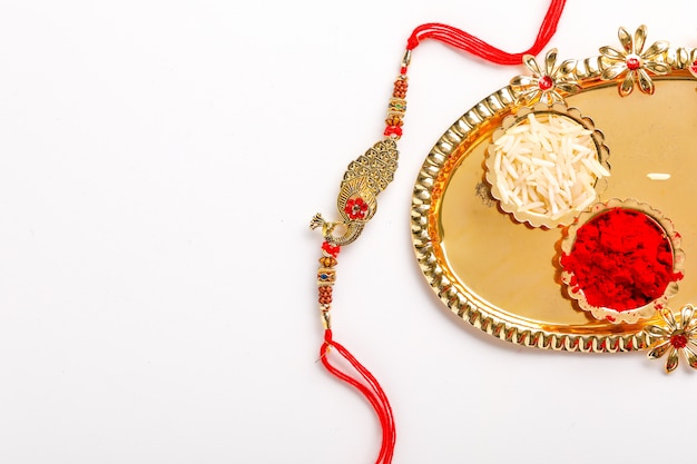 Indian festival Raksha Bandhan, colorful designer Rakhi or Wrist Band