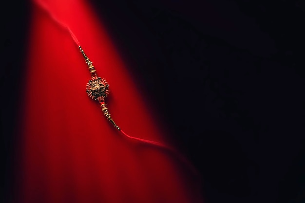 Indian festival Raksha Bandhan A traditional Indian wrist band on red background