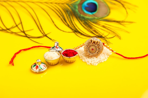 Indian festival Raksha Bandhan A traditional Indian wrist band which is a symbol of love between Brothers and Sisters