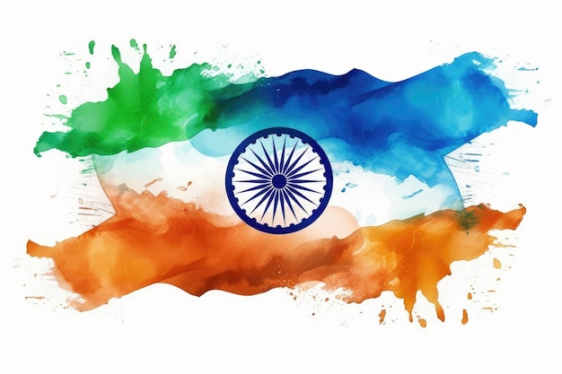 흰색 배경 생성 ai에 인도 독립 기념일에 대한 인도 국기 추상 디자인