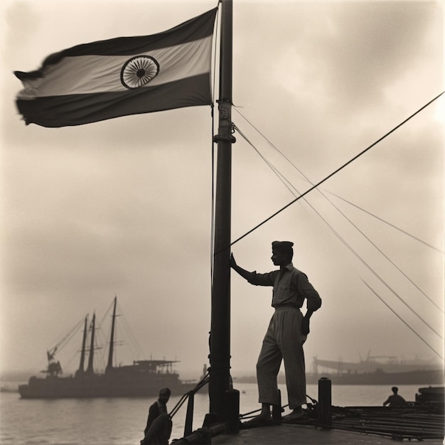 Indian flag on a boat