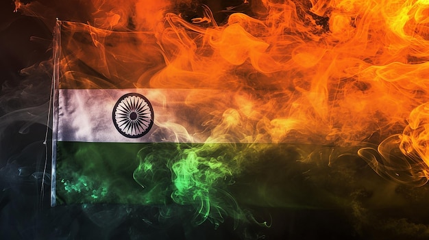Indian Flag in Dynamic Smoke Art Form