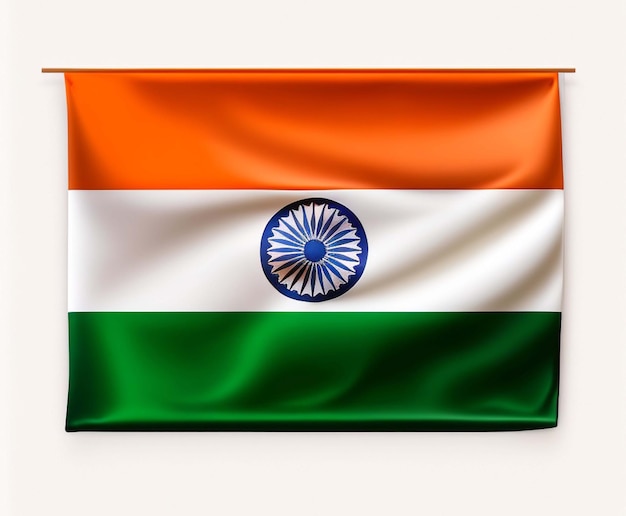 Indian Flag Fluttering on White Background