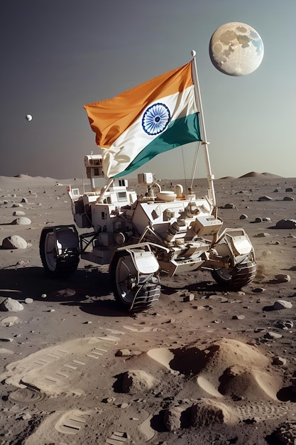 Indian flag on the moon soil