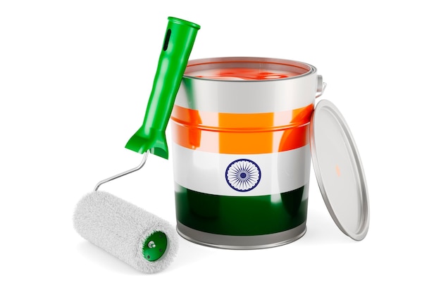 Indian flag on the paint can 3D rendering