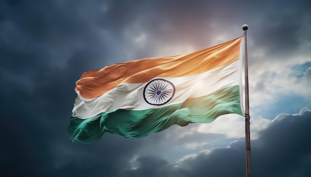 균일 한 배경 에 있는 인도 국기