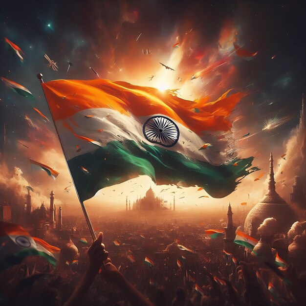 Indian flag waving created by AI