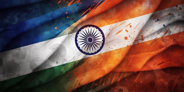 Indian flag with splashes of paint