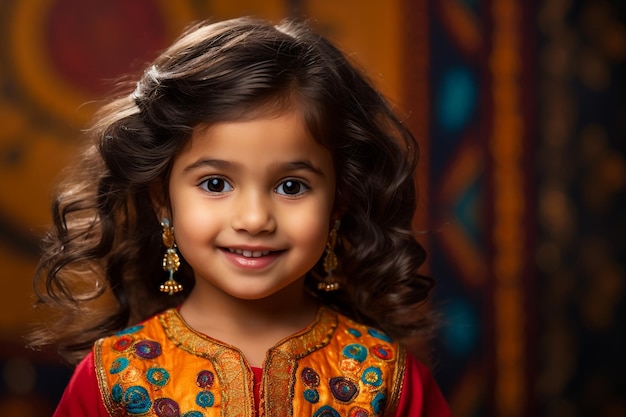 Indian Girl arranging Diyas during Diwali festival