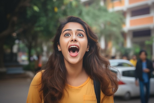 Indian girl giving shocking and unbelievable expression