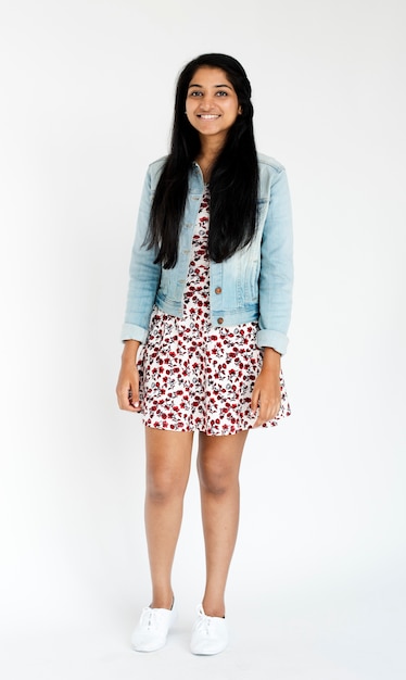 Indian girl smiling casual studio portrait