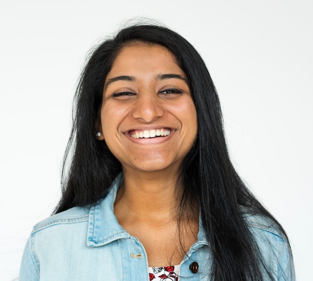 Indian girl smiling casual studio portrait