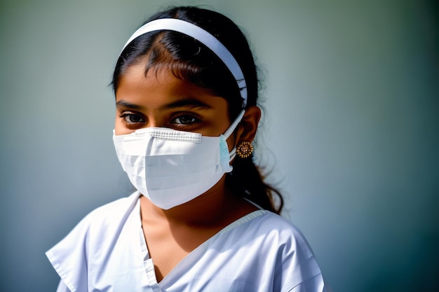 An indian girl wearing protective mask COVID 19 MaskWearing with Confidence Generative AI