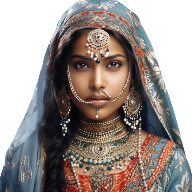 Indian girl With Colored Face isolated