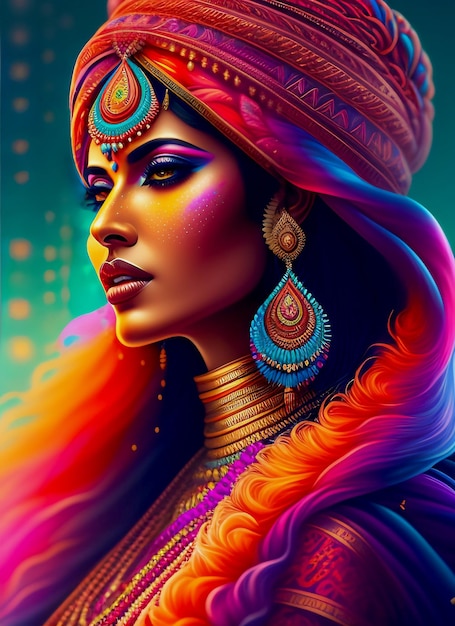 indian girl with colorful ornaments