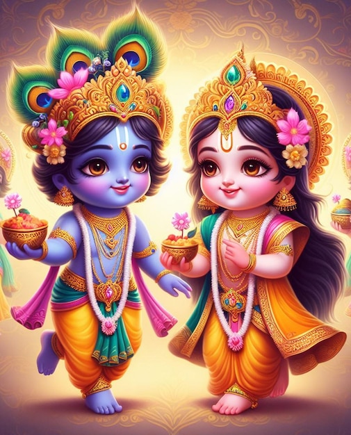 Indian God Krishna and Radha Beautiful Image