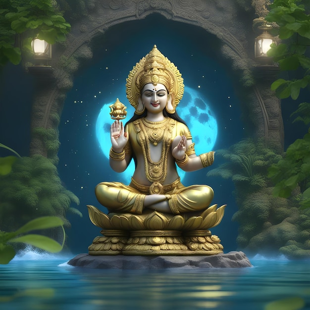Photo indian god laxmi mata white background image generative ai anacient tempale