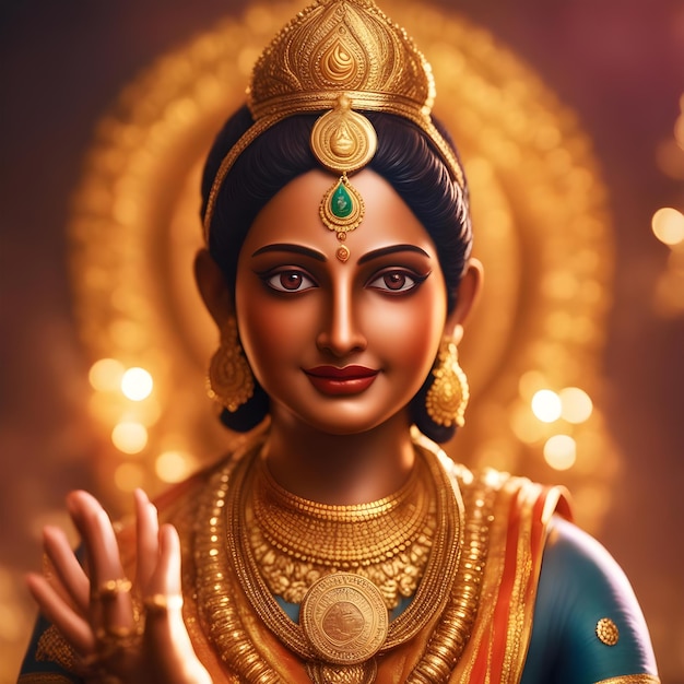 Indian God Laxmi Mata white background image generative AI anacient tempale