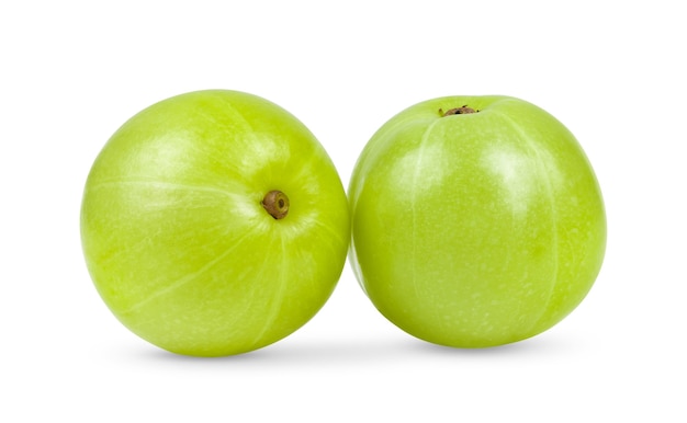 Indian gooseberries on white background