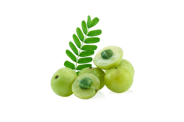 Indian gooseberries on white background