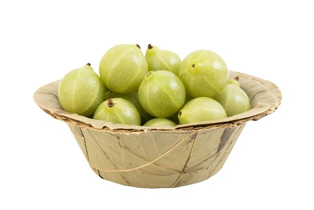 Indian gooseberry fruits isolated on white background with\
clipping path