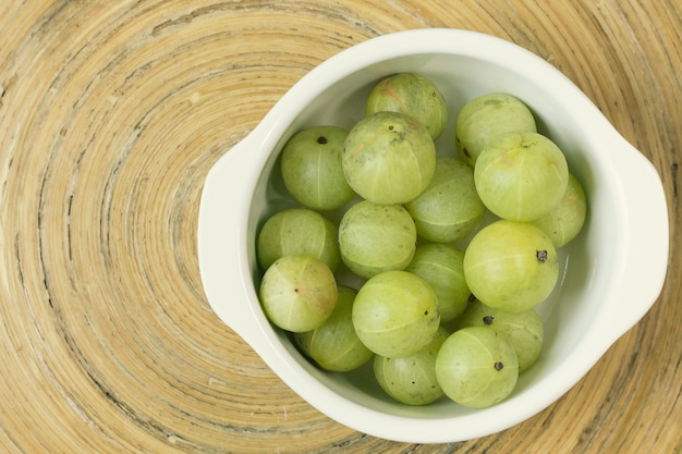 The Indian Gooseberry or Phyllanthus emblica image close up for background.