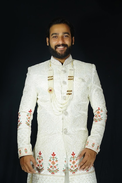 indian handsome groom image on black background