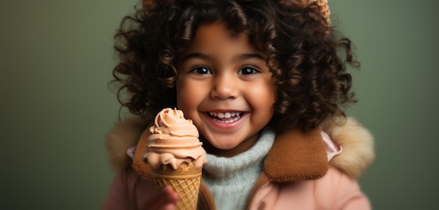 Indian happy kid eating ice cream