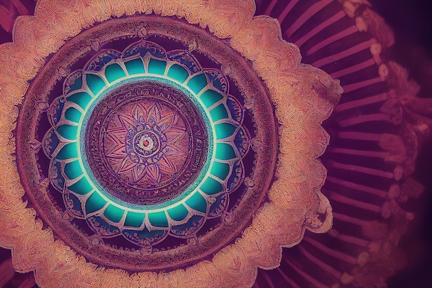 indian hindu light diwali festival mandala on dark background