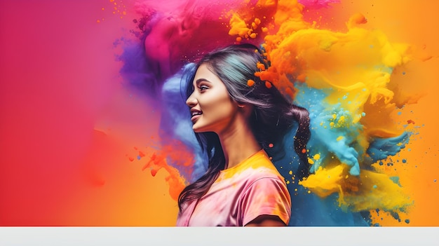 Indian Holi Festival of Colors Digital Art illustration for Social Media Banner Template Design