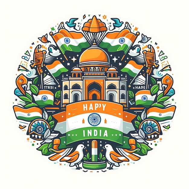 Photo indian independence day background flat illustration