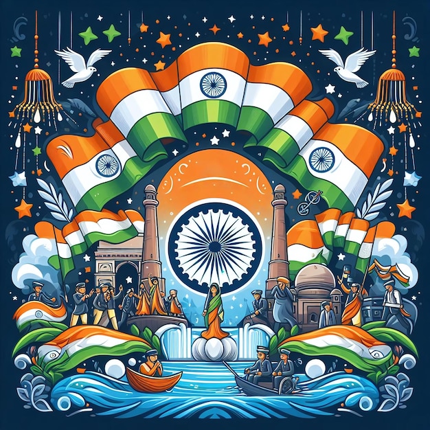 Indian independence day celebration illustration
