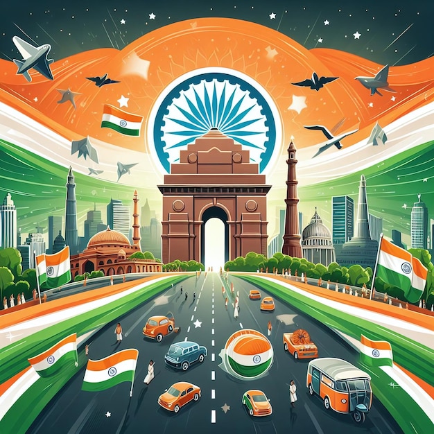 Photo indian independence day celebration illustration