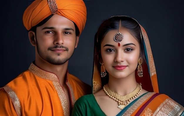 Indian Independence Day Couple from different religions portrait studio