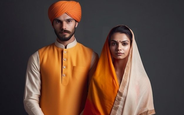 インドの独立記念日 異なる宗教のカップル 肖像画スタジオ