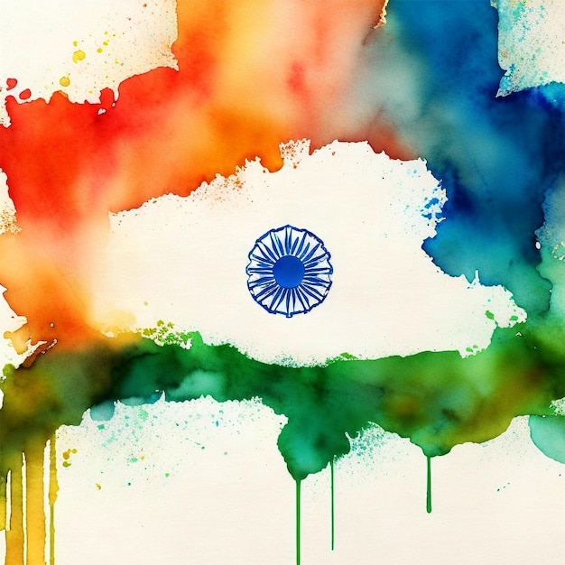 Indian Independence Day tricolor theme watercolor texture background